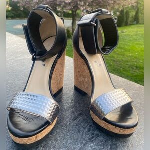 Jimmy Choo black neston cork wedge
